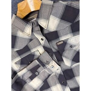 DIXXON Flannel Shirt Giddy Up Snap Button Womens Size M Slim Fit Cowgirl Western